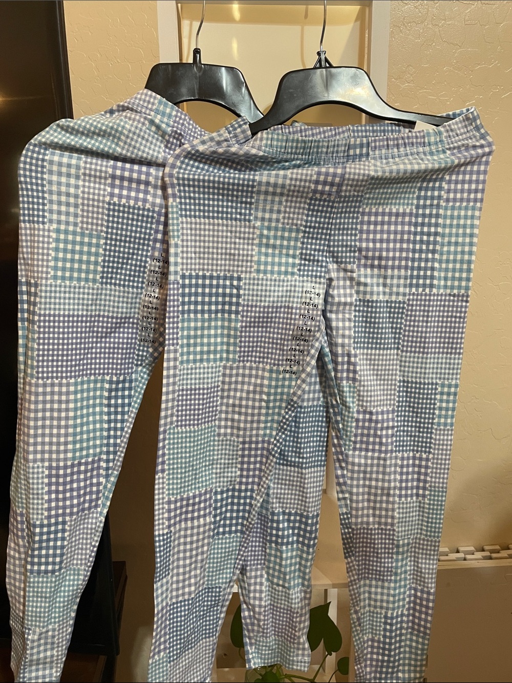 Bundle Polo by Ralph Lauren Blue and White Patchwork Gingham Kids Leggings